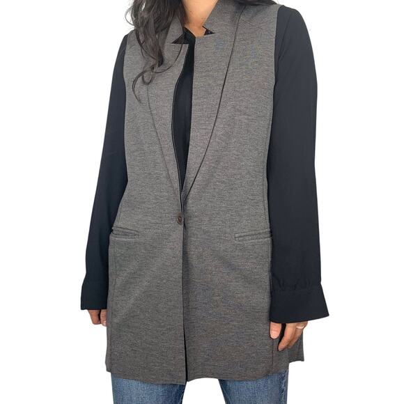 Trouve Gray Long Vest with Pockets - Picture 2 of 7